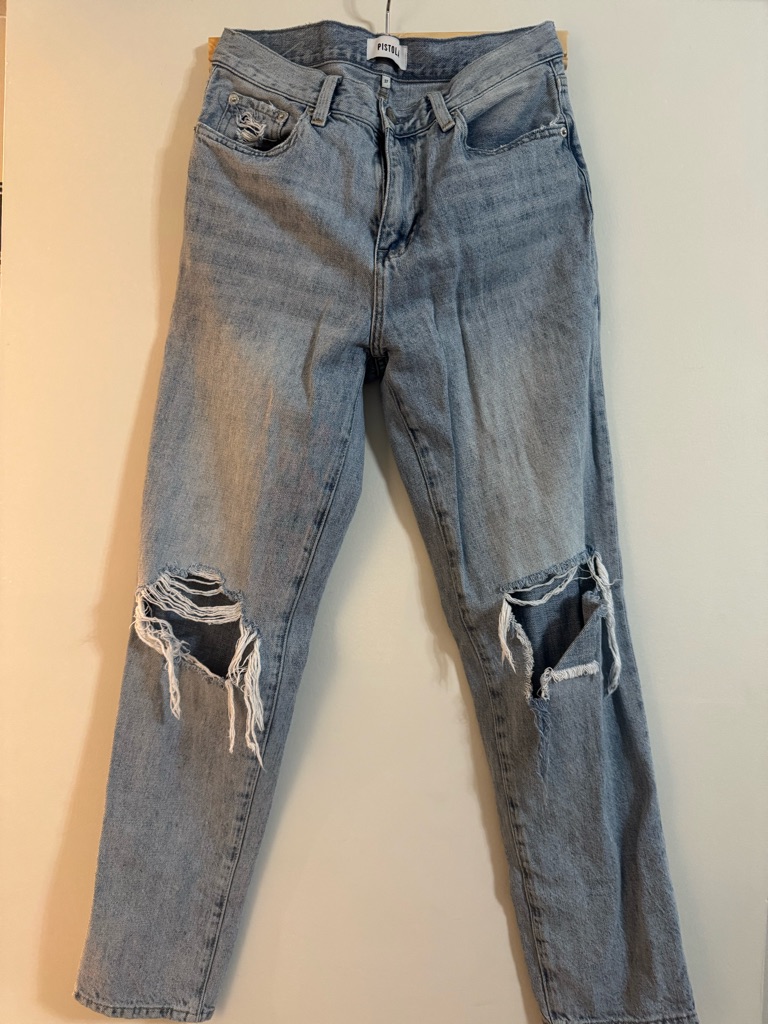 Pistola Light Wash Straight-Leg Ripped Jeans